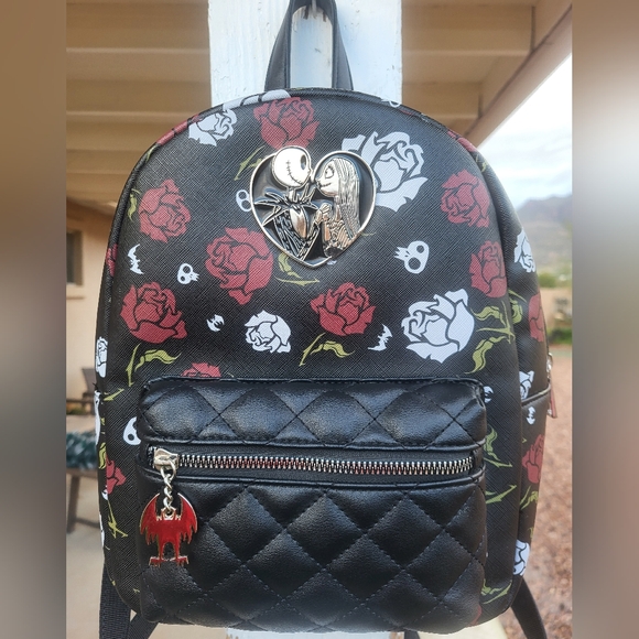 Bioworld Handbags - Nightmare Before Christmas Bioworld Black With Red/white Rose Patterned Backpack